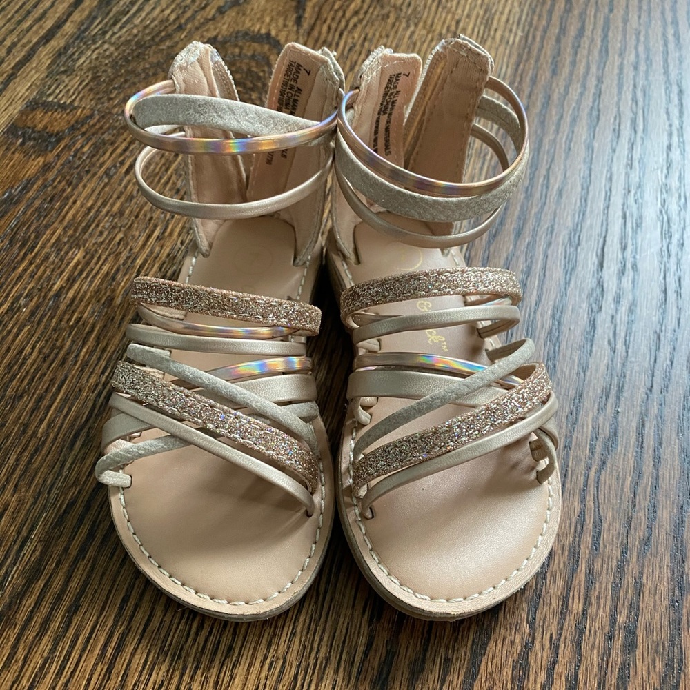 Cat & Jack Beige/Rose Gold Glitter kids Sandals